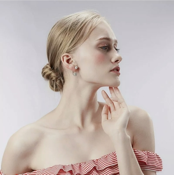 New Double Crystal Ball 925 Silver Earrings. - Picture 5 of 15